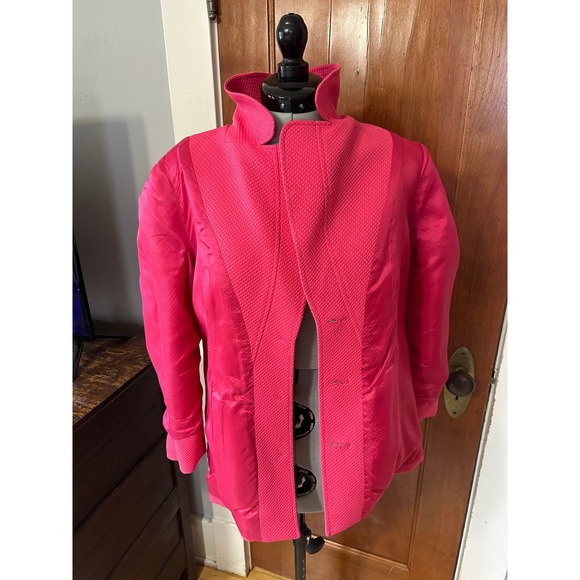 LOUBEN Hot Pink Textured Blazer Jacket Women's Size 8 Button Front - Picture 7 of 10